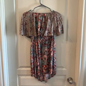 Strapless Floral Open Back Dress